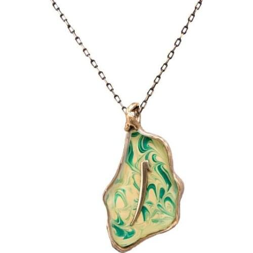 Marbled Aleph Handmades Authentic Resin Necklace Cevşen (1767-7)