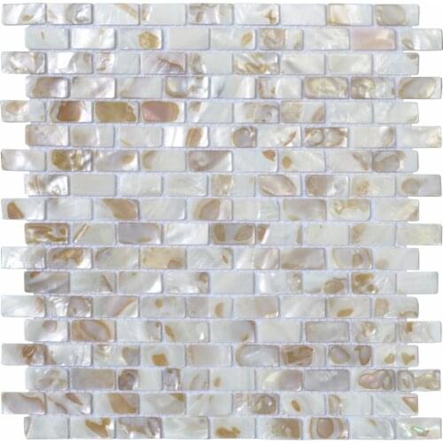 Mother of Pearl Oyster Herringbone Shell Mosaic Tile for Kitchen Backsplashes, Bathroom Walls, Spas, Pools Pack of 6