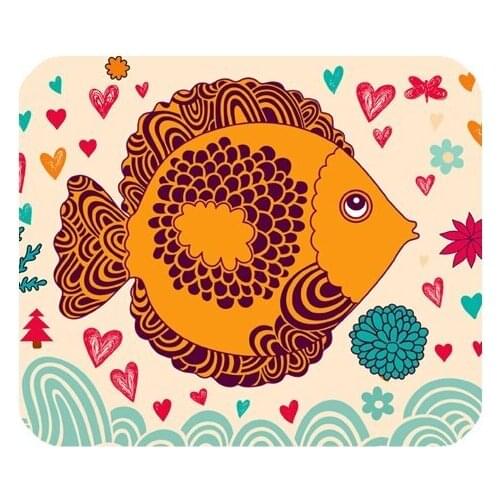 Personal Tailor Rubber Gaming Mouse Pad Custom Design - Ocean Fish - Yellow Color Rectangle