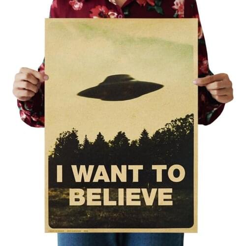 Vintage Classic Movie The Poster I Want To Believe Poster Bar Cafe Home Kraft Paper Decorative paintings Wall Sticker