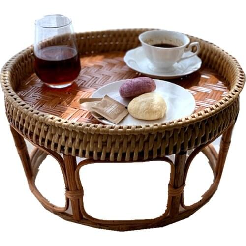 Tray Coffee table Handmade rattan storage small table Portable outdoor picnic table Size XL