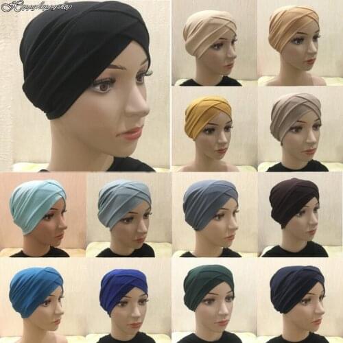 Simple Full Hair Cover Inner Muslim Female Headwear Women Hijab Cap Islamic Underscarf Bone Bonnet Arab Turban Headwrap
