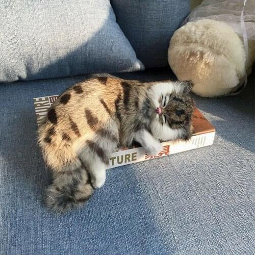 Realistic Lifelike Cat Plush Toy Simulation Stuffed Doll Gift Animal Fluffy Kids Animal Home Simulation Decoration U6C1