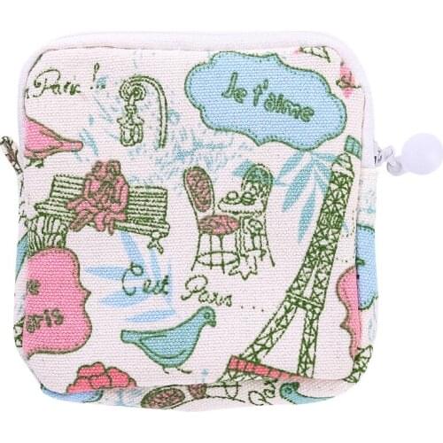 Cute Sanitary Napkin Storage Bag Napkin Towel Tampons Storage Sanitary Pad Credit Card Coin Purse Jewelry Organizer women AT205