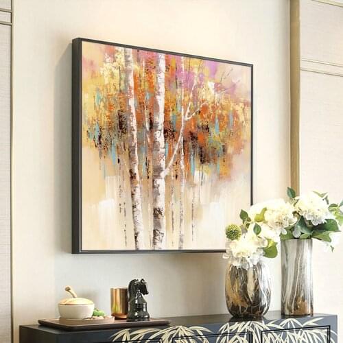 Modern Abstract Trees 100% Hand Painted Oil Painting On Canvas Handmade Wall Art Sofa Backdrop Living Room Bedroom Home Decor