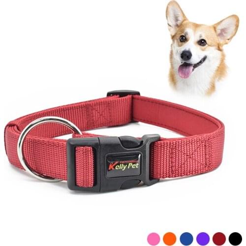 Thick Nylon Dog Collars Padded Durable Pet Collar For Small Medium Dog Comfortable Pet Necklace Black Red Blue orange pink
