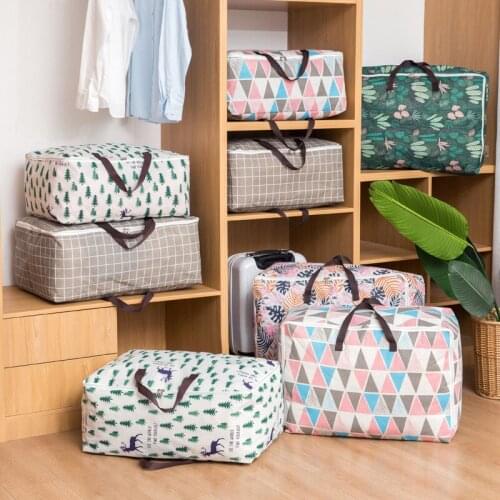 Large Capacity Clothes Quilt Storage Bag Foldable Closet Wardrobe Organizer For Moving Pillow Bedding Blanket Storage Containers
