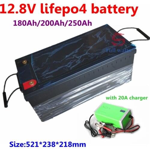 Waterproof Lifepo4 12V 12.8V 200AH 250Ah 220Ah 180Ah lithium battery for boat solar energy backup power RV +20A Charger