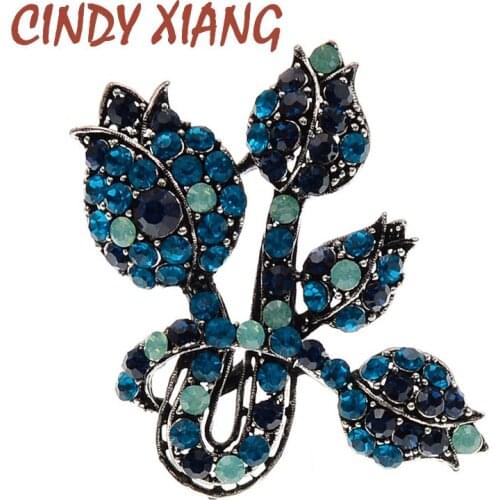 CINDY XIANG Vintage Brooches Wedding Dress Plant Jewelry Crystal Rhinestone Flower Brooch For Women Broshce Metal Leaf Pins Gift
