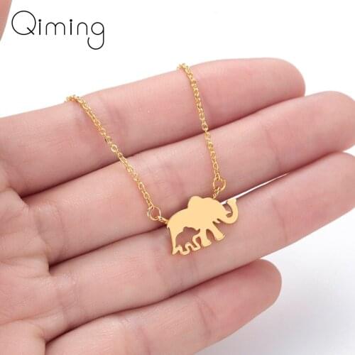 Lovely Animal Elephant Necklace Thailand Women Fashion Stainless Steel Vintage Jewelry Mini Gold Fashion Pendant Necklace Gift