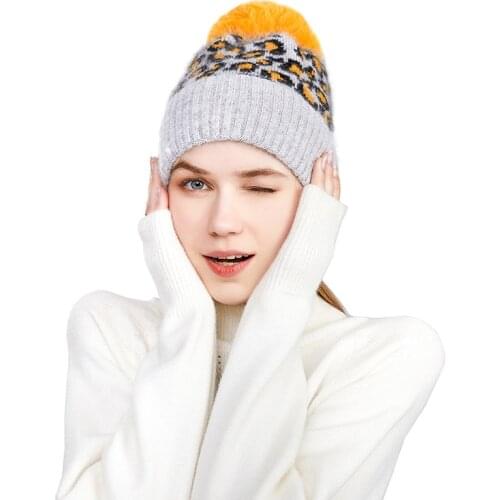 Winter Autumn Women Cashmere Leopard knitted Beanie Hats Outdoor Female Warm Bonnet Casual Wild Warm Acrylic Elastic Cap Thick