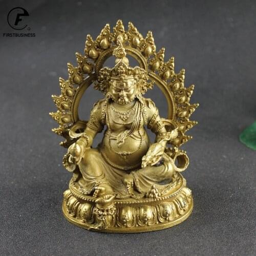 Gold brass Buddha Statue Desk Ornament Home Decoration Craft Accessories Metal Chinese God Of Wealth Sculpture Vintage Decor