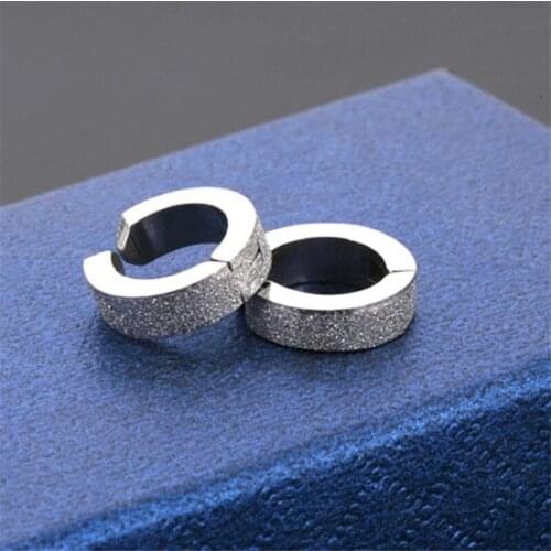 RONGQING 1pair Fashion Earrings Stainless Steel Round Clip Earrings for women man Geometric gift