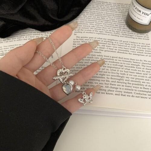 2021 Korea trend lovely romantic love Cupid Necklace for women hip hop Necklace women Elegant exquisite Pendant Necklace