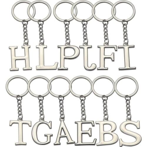 2021 fashion new metal letter key ring initial letter key ring chain unisex key chain 26 letters