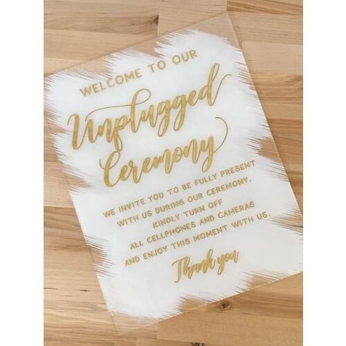 Acrylic Unplugged Ceremony Sign Welcome to our Unplugged Ceremony Sign Acrylic Wedding Sign Painted Wedding Signs Wedding Sign