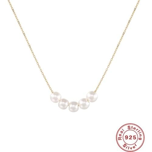 CANNER 925 Sterling Silver Pearl Necklace 1 PCS Collares Chain Necklace for women Luxury Collier Fashion Jewelry YHP-2357