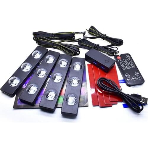 A12 Car Foot Light Colorful Remote Control PVC Voice Control Auto Ambient Lamp for Vehicle аксессуары для авто Decorative Lamps