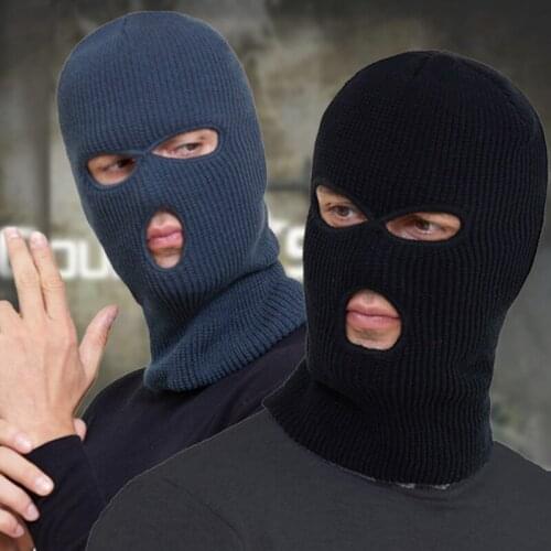 Adults Balaclava Warm Three Hole Pullover Hat Wool Knitting Face Mask For Man And Woman Winter Knit Beanies Bonnet