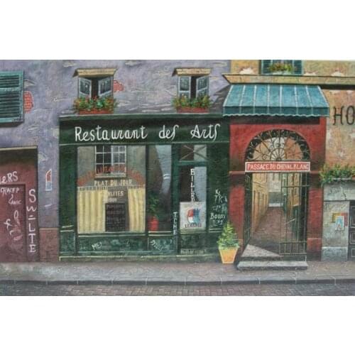 Free shipping mediterranean style city creative store scenery oil painting canvas printings on canvas art decoration picture