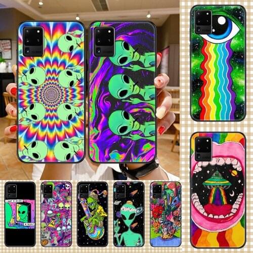 Cartoon Space Alien Phone case For Samsung Galaxy Note 4 8 9 10 20 S8 S9 S10 S10E S20 Plus UITRA Ultra black 3D funda fashion
