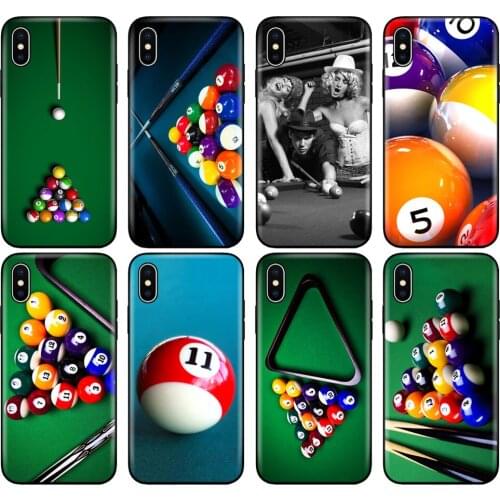 Black tpu case for iphone 5 5s SE 2020 6 6s 7 8 plus x 10 XR XS 11 pro MAX cover billiard ball sports Gentlemanly Printing
