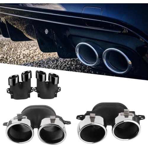 Quad Exhaust Tips Fit for Mercedes-AMG C43 W205 S205 C205 A205 Facelift 2019+ 304 Stainless Steel Left And Right Accessories