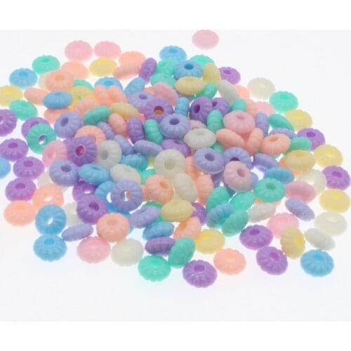 CHONGAI 200Pcs Candy Color Acrylic Flat Round Spacer Beads For Jewelry Making DIY Jewelry Accessories For Handicrafts 8mm