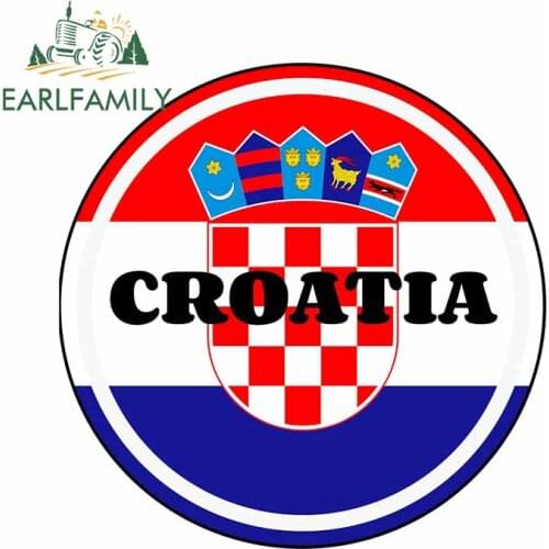 EARLFAMILY 13cm x 12.8cm for Croatian Flag Anime Car Stickers Windshield Refrigerator Decal Laotop Cartoon Surfboard Decoration