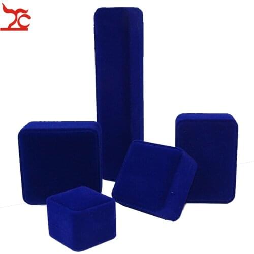 Elegant Blue Velvet Wedding Engagement Ring Box Necklace Earrings Bracelet Jewelry Gift Package Box Jewelry Organizer Gift Boxes