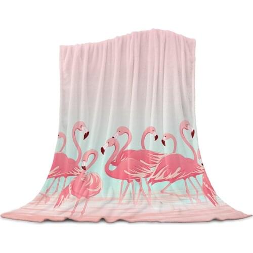 Tropical Animal Flamingo Flannel Blanket for Sofa Microfiber Throw Bedspread Blanket Cover for Bed