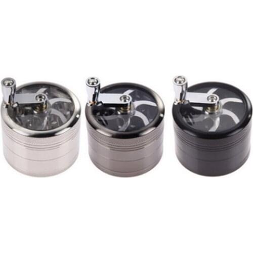 Gadget Cooking Tools Hot Sale 4 Layers Tobacco Spice Grinder Herb Weed Grinder with Mill Handle Silver Kitchen Accessories