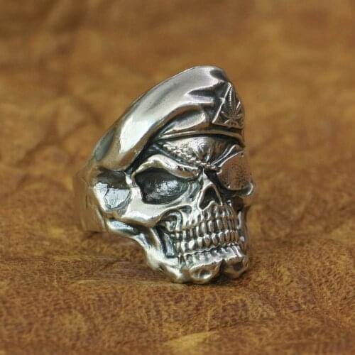 Pirate Skull Ring 925 Sterling Silver Mens Biker Rock Punk Ring TA174 US Size 7 to 15