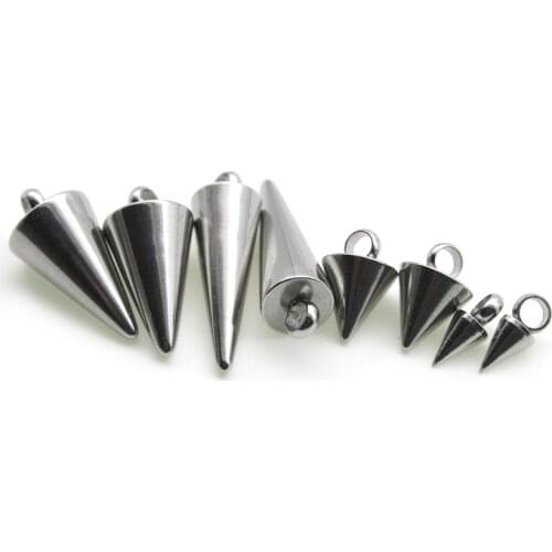 20pcs Stainless Steel Circular Cone Charms Bullet Pendant Necklace Tail Beads Charms For Jewelry Making Findings Accessories