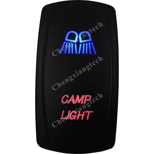 Camp Light Rocker Switch 5 Pins SPST On/Off Blue & Red Led 20A/12V 10A/24V Toggle Switch for Cars,Trucks, RVs, Boats