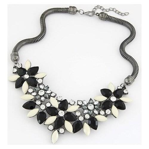 MARJHAN Brand Designer New Sell Fashion Retro Style Colorful Gem Rhinestone Flower Choker Necklace Statement Jewelry Women