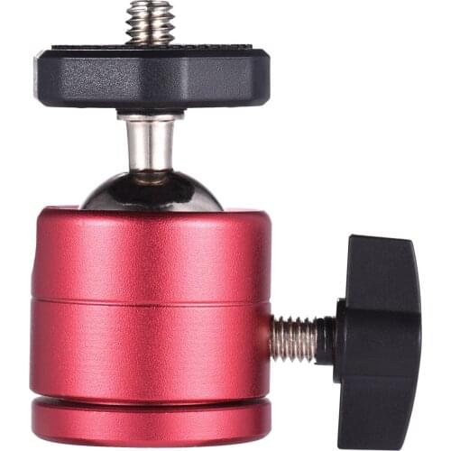 Mini Ball Head 360Degree Rotatable Aluminum Alloy Mount with 1/4 Inch Screw for Camera Tripod BallHead Photo Studio Photogrpahy