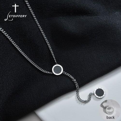 Letdiffery Fashion Roman Numbers Black&White Shell Necklaces Silver Color Stainless Steel Women Choker Jewelry Birthday Gifts