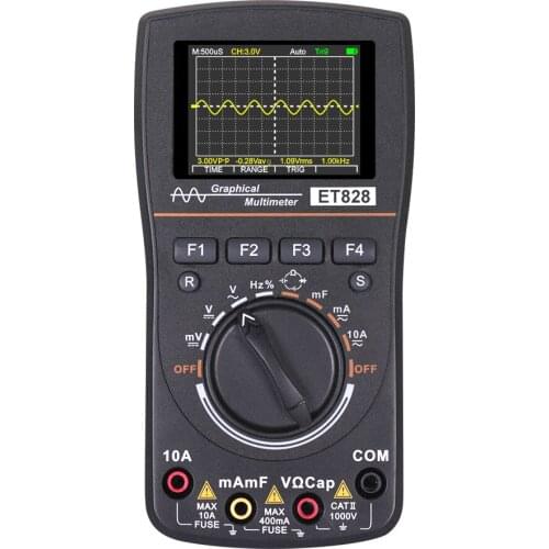 ET828 2 in 1 Oscilloscope Multimeter Digital DC/AC Current Voltage Resistance Frequency Tester 2.4 Inch Color Screen Meter Tools