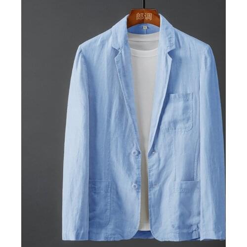 New Arrival High Quality Linen Suit Men Fashion Spring Single Breasted Casual Blazers Size S M L XL 2XL