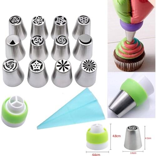 14Pcs/lot Tips Stainless Steel Icing Piping Nozzles Cake Cream Decorating Cupcake Pastry Kitchen Tools