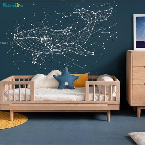 Costellation Whale Wall Stickers Large Size Decals Removable Kids Baby Living Room Home Decoration Lovely Murals YT5213