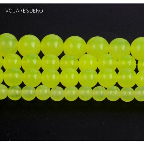Natural Yellow Jades Stone Round Loose Beads For Jewelry Making 6/8/10/12mm Spacer Beads fit Diy Womens Bracelets Jewellery 15"