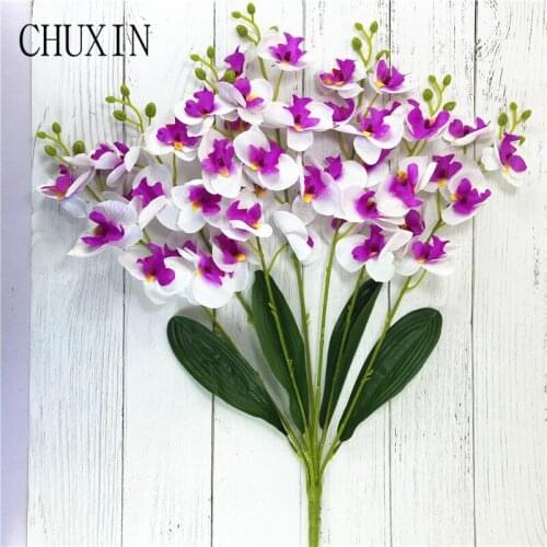 7 Branch 50 heads Phalaenopsis PU Butterfly Orchid Artificial Flower Arrangement Home Decor Wedding Decoration Potted Plants