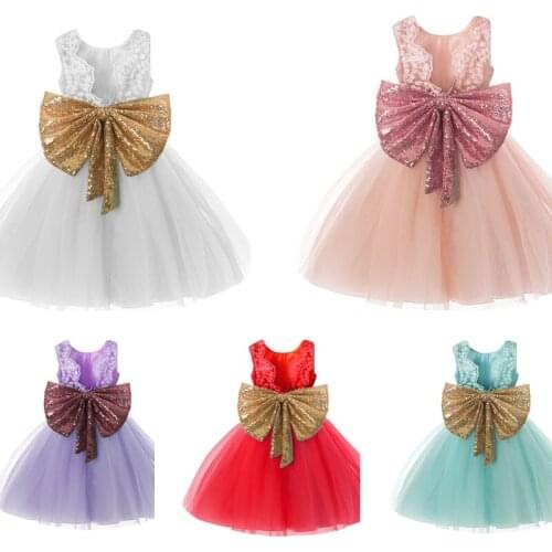 1-5 Yrs Kids Birthday Party Costume Dresses TuTu Princess For Baby Girl Christening Gown Dress Cute Style Bow Children Clothing