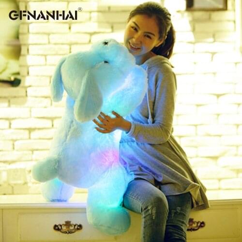 1pc 50/80CM Length Creative Night Light LED Lovely Dog Stuffed Plush Toys Luminous Animal Pillow Best Gifts for Kids and Friends