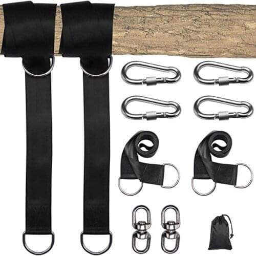 Tree Hanging Swing Attachment Polyester Fiber Strap with 4 Snap Hooks 2 Spin Buckles for Tree Swing Hammock Swing Strap Kit