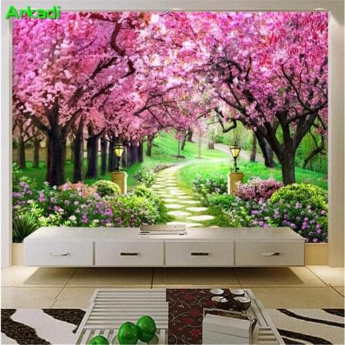 Custom 3D photo stereo mural cherry blossoms scenery living room TV background wallpaper bedroom sofa home decor wallpaper