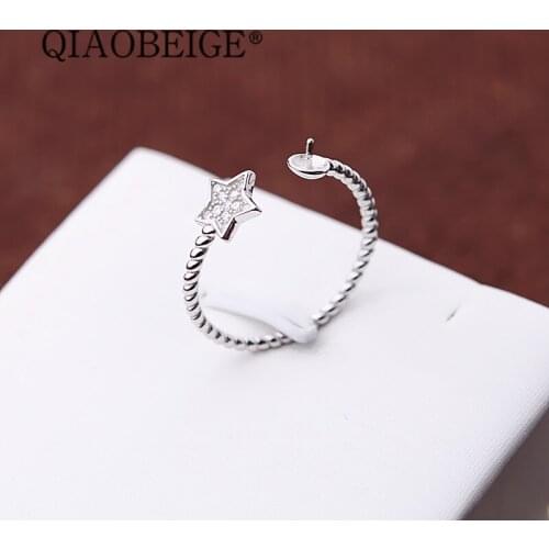 QIAOBEIGE China Wholesale Jewelry diy accessory simple ring Environmental Pearl mounting Gemstone Ring Simple Design Women Ring