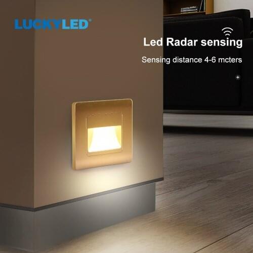 LUCKYLED Led Wall Lamp Recessed Sensor Stair Light AC85-265V For Indoor Corner Sconce Motion Corridor Light Wall Light Fixture